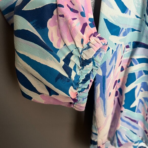 Lilly Pulitzer Silk Elsa Top Tweet Hearts Print Blouse Size S Palm Beach Style - Picture 5 of 5